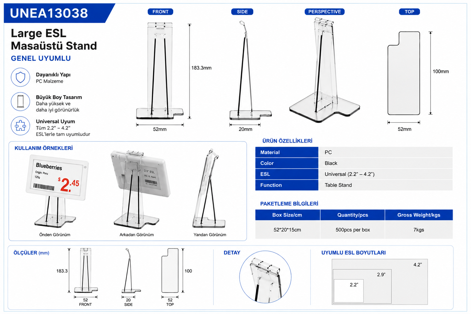 Large ESL Table Stand for Enhanced Visibility