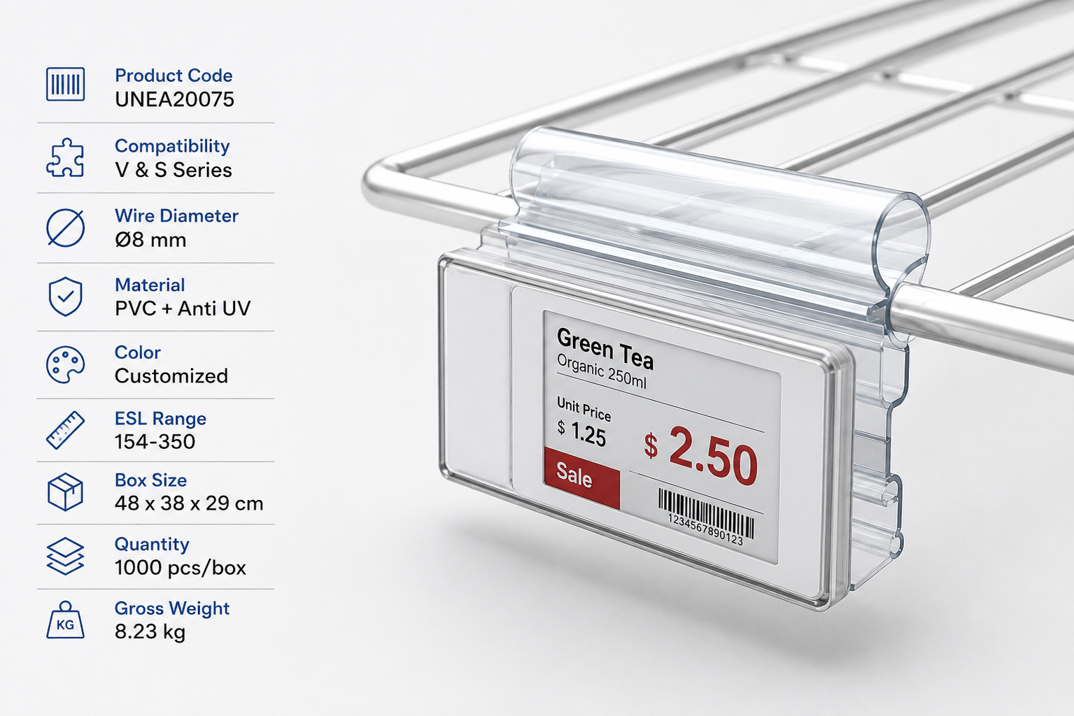 Flexible ESL Mounting for Wire Shelving