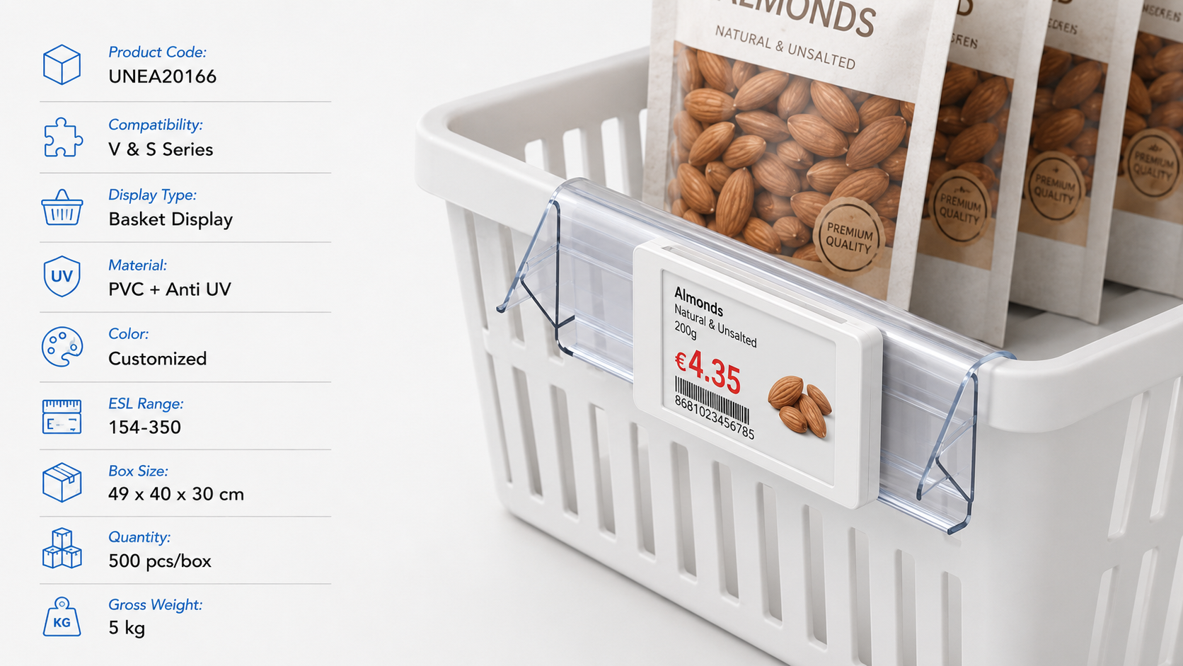 ESL Mounting for Baskets and Special Retail Displays